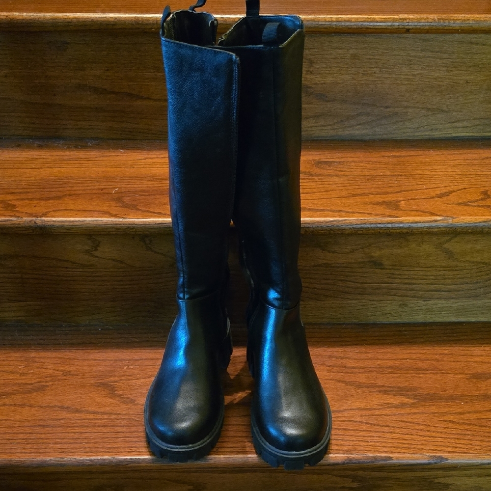 SUGAR Black Knee-High Leather Boots